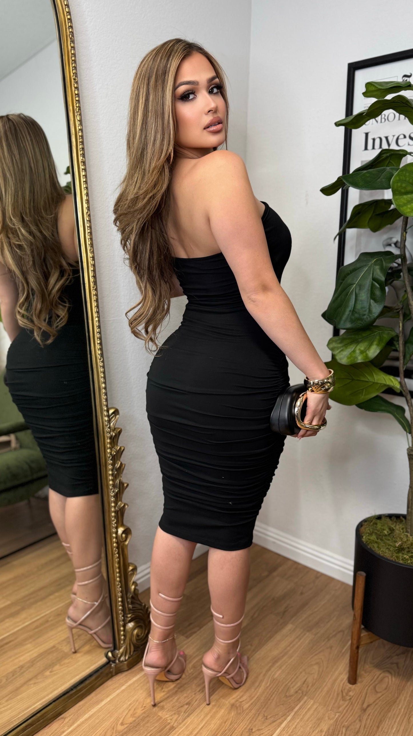 Ciarra Scrunched Dress (Black)