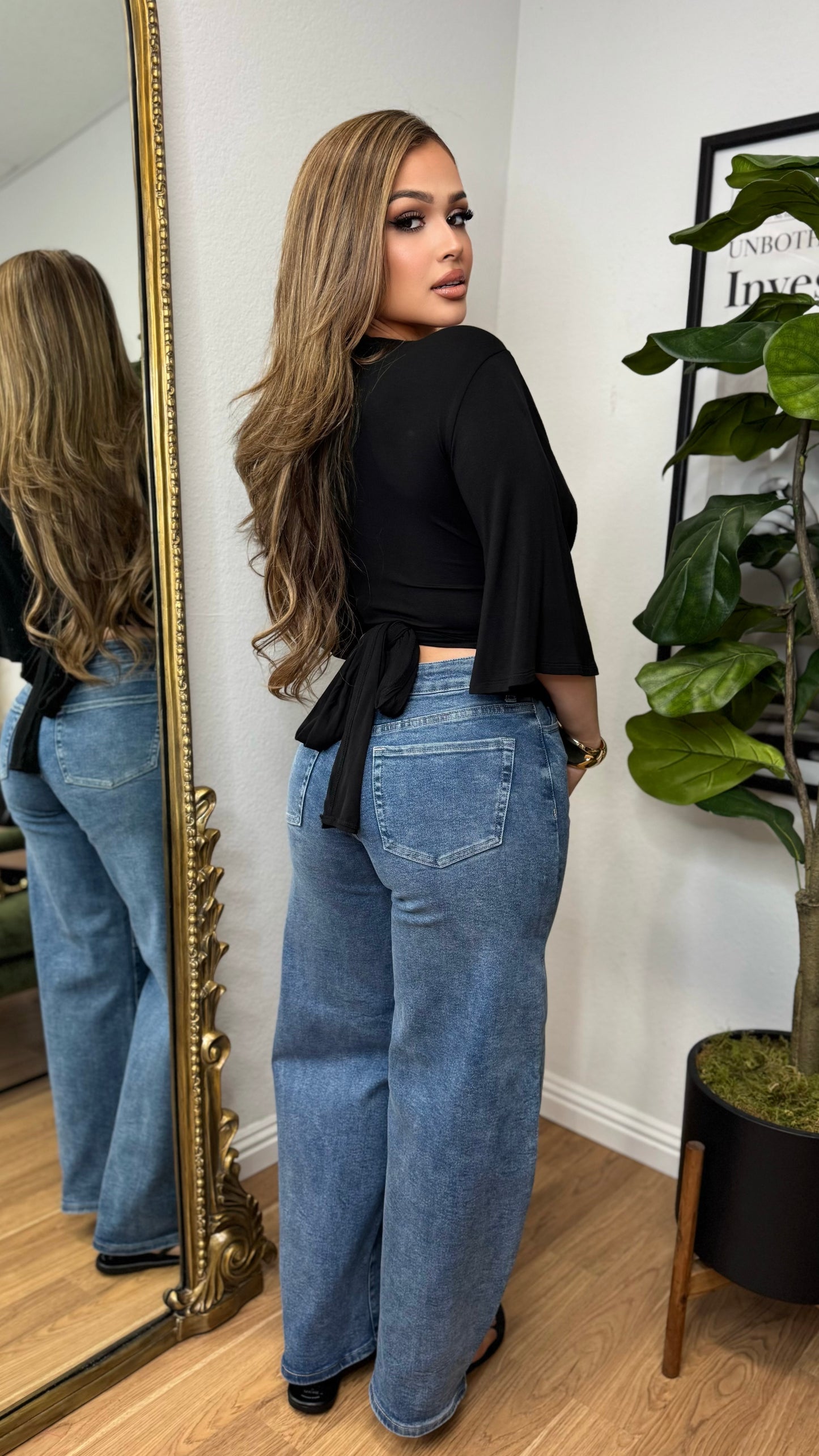 At It's Finest Wrap & Tie Top (Black)