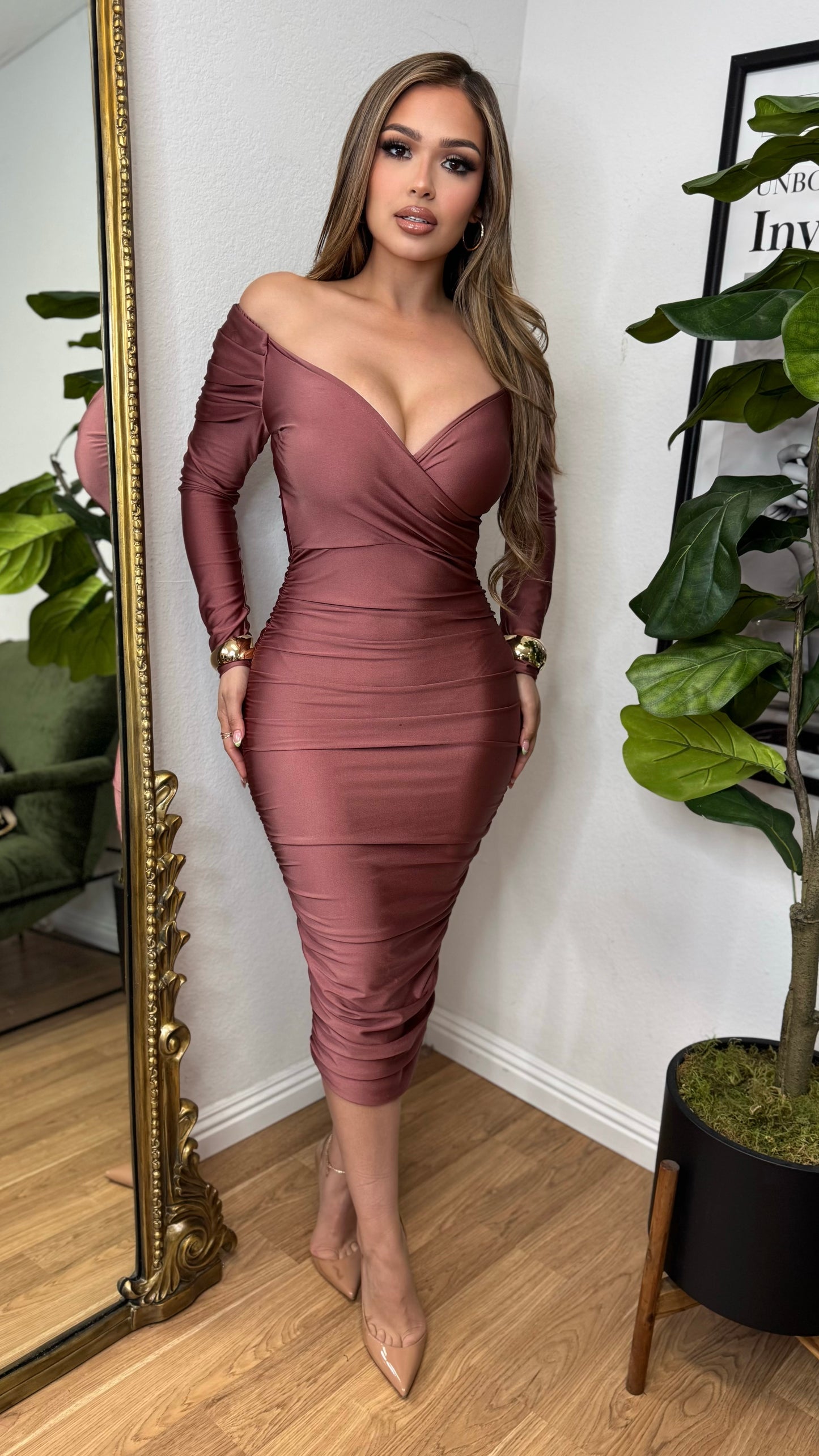 Itzel Couture Midi Dress (Mauve)