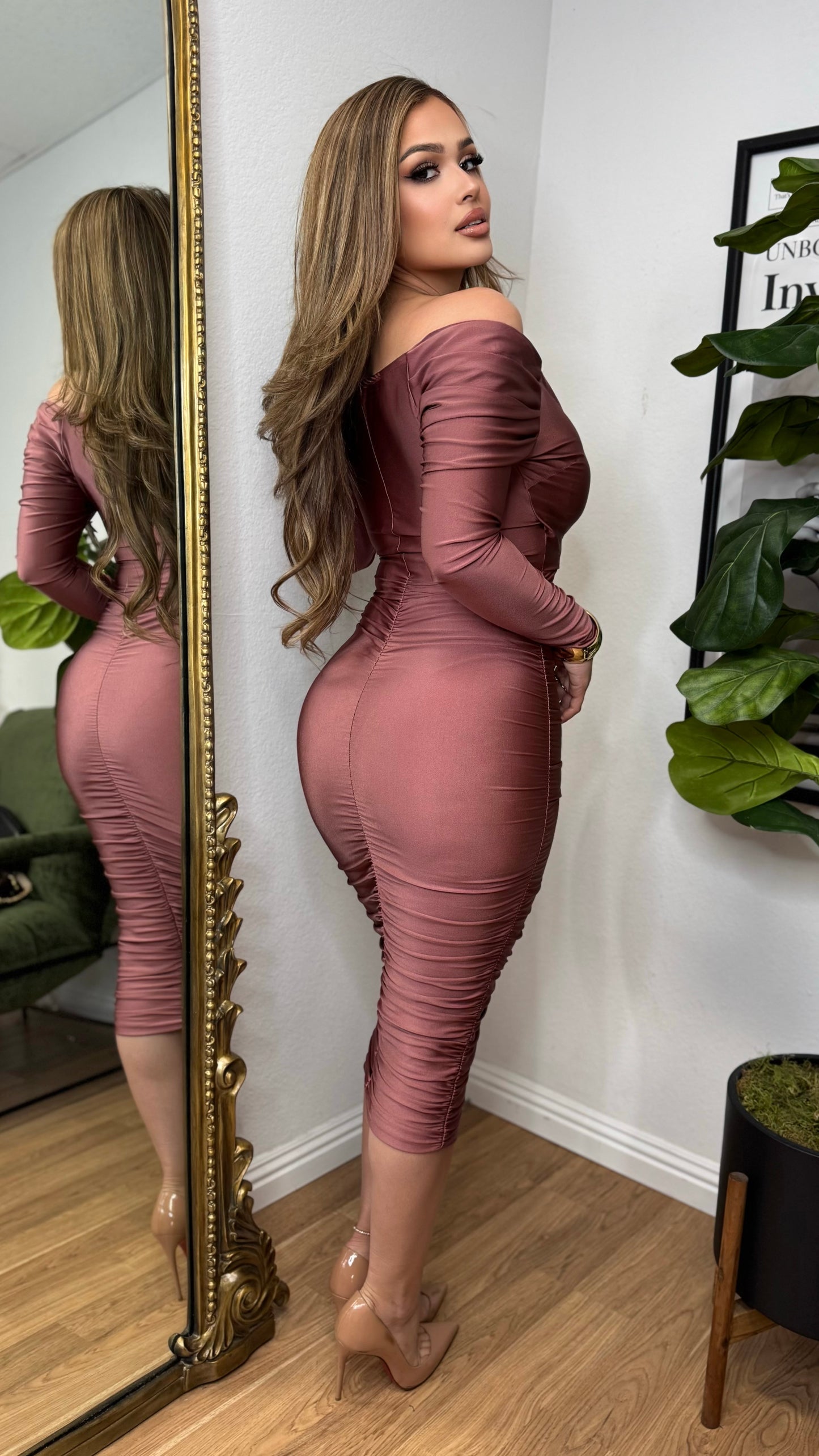 Itzel Couture Midi Dress (Mauve)
