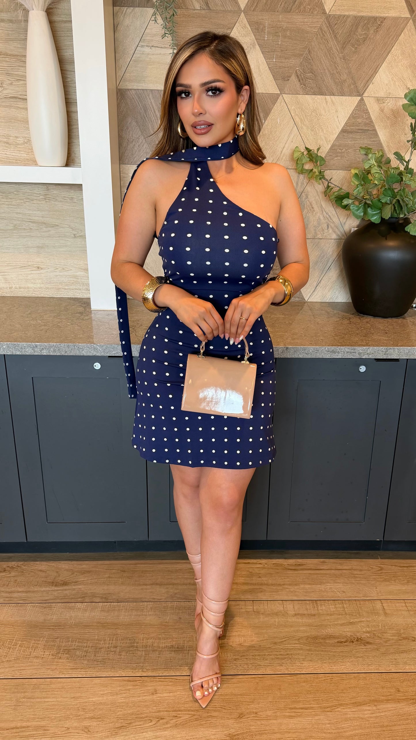 Chic in Dots Dress (Navy)