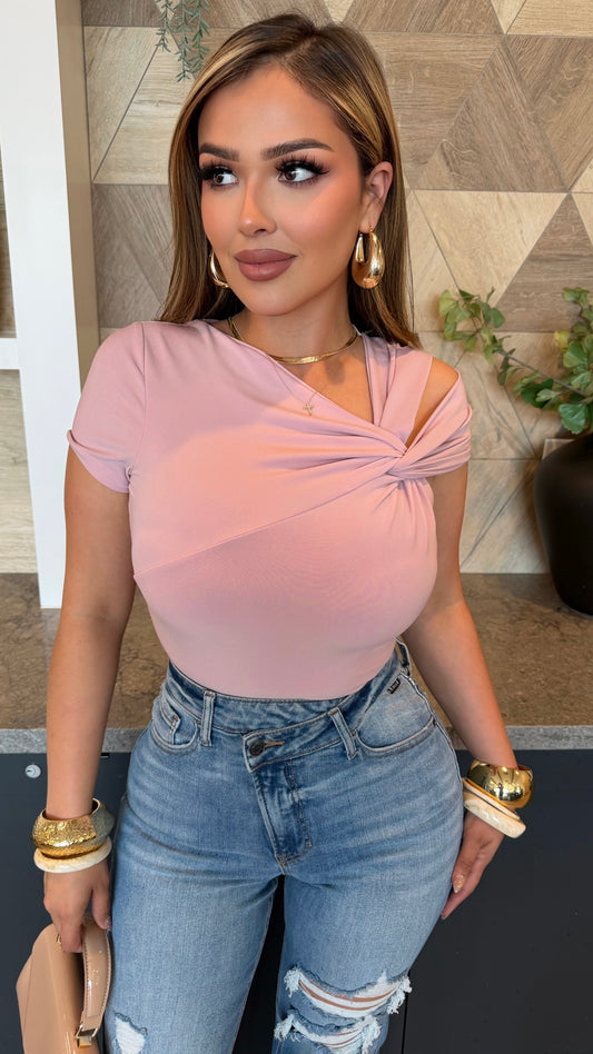 Twisted Cut-Out Bodysuit (Rose)