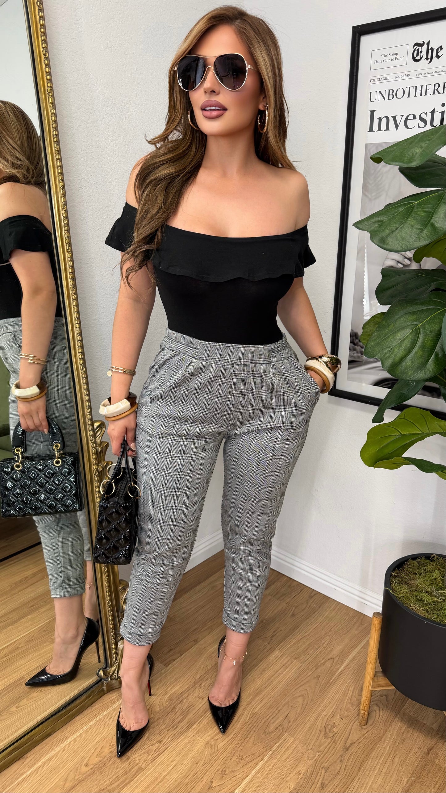 Off The Shoulder Ruffle Bodysuit (Black)