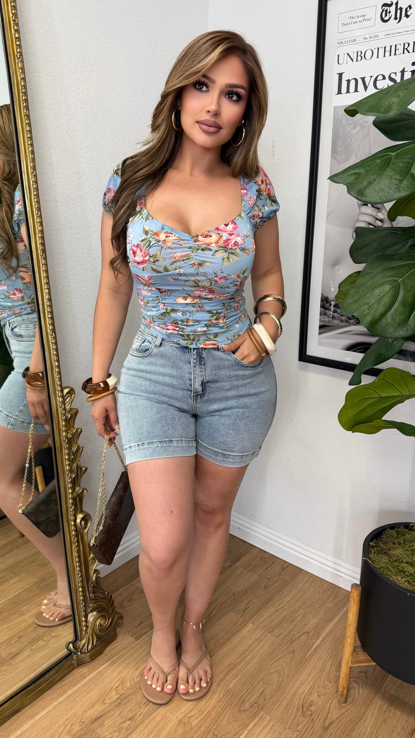 Summery Floral Top (Baby Blue)