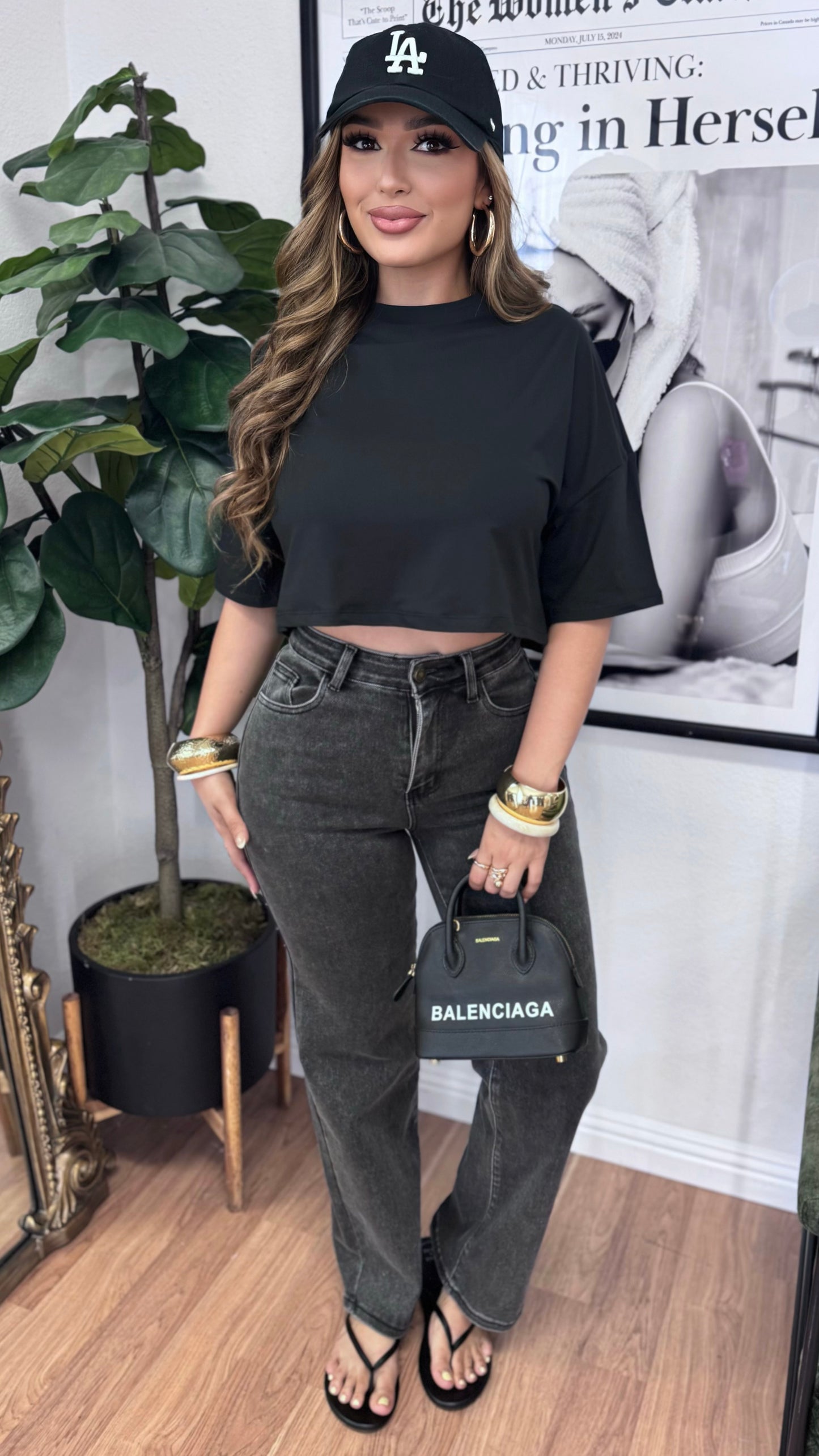 Everyday Oversize Crop Tee (Black)
