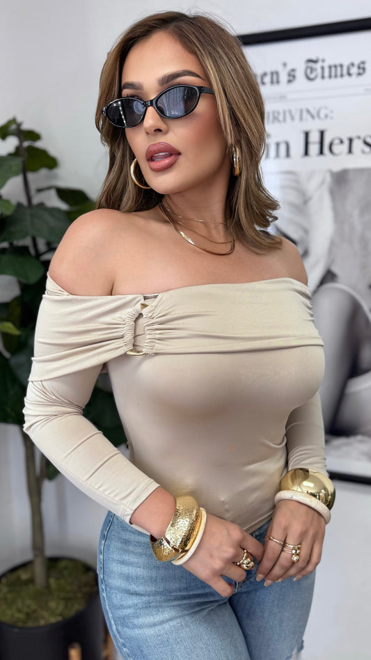 Nova Off Shoulder Top (Beige)