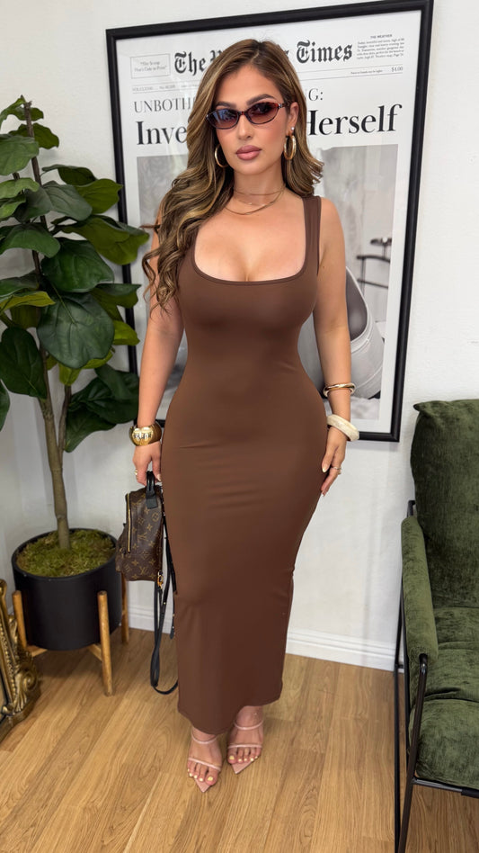 Essential Basic Tank Dress (Brown)