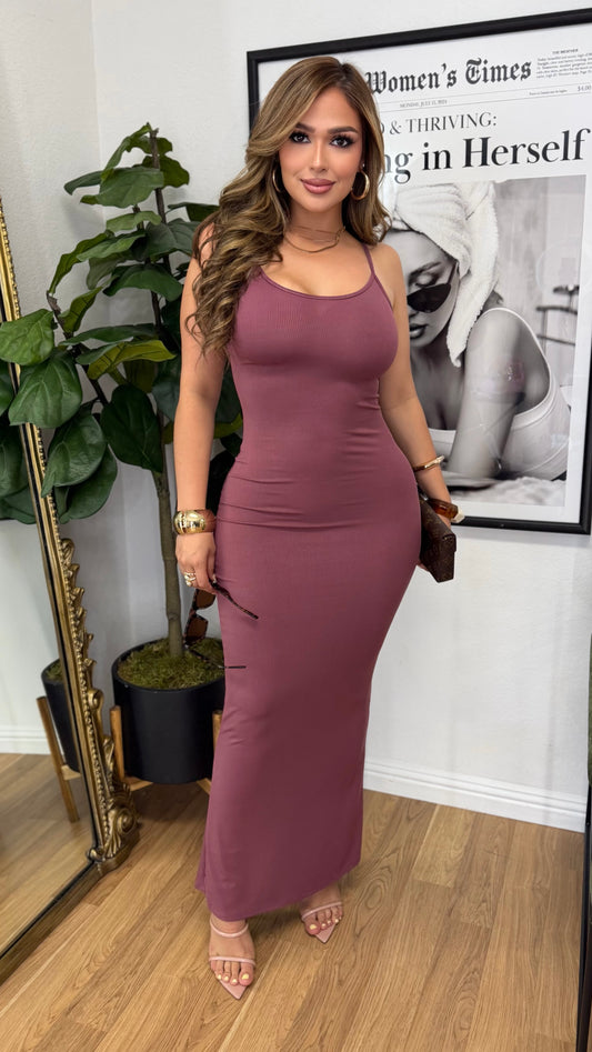Blanc Ribbed Maxi Dress (Vintage Rose)