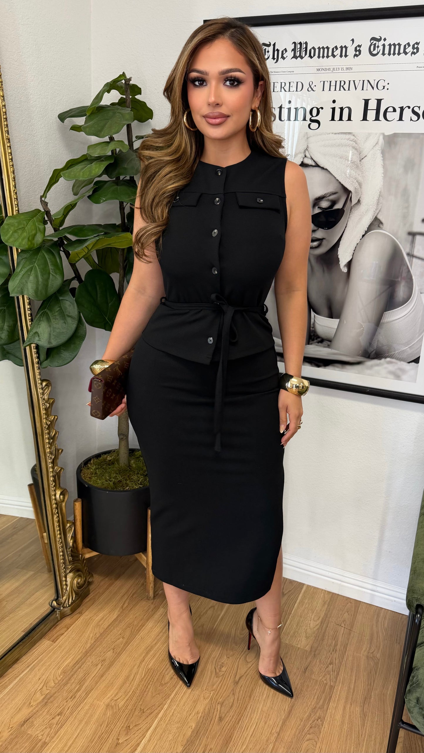 Brenda Button Up Dress (Black)