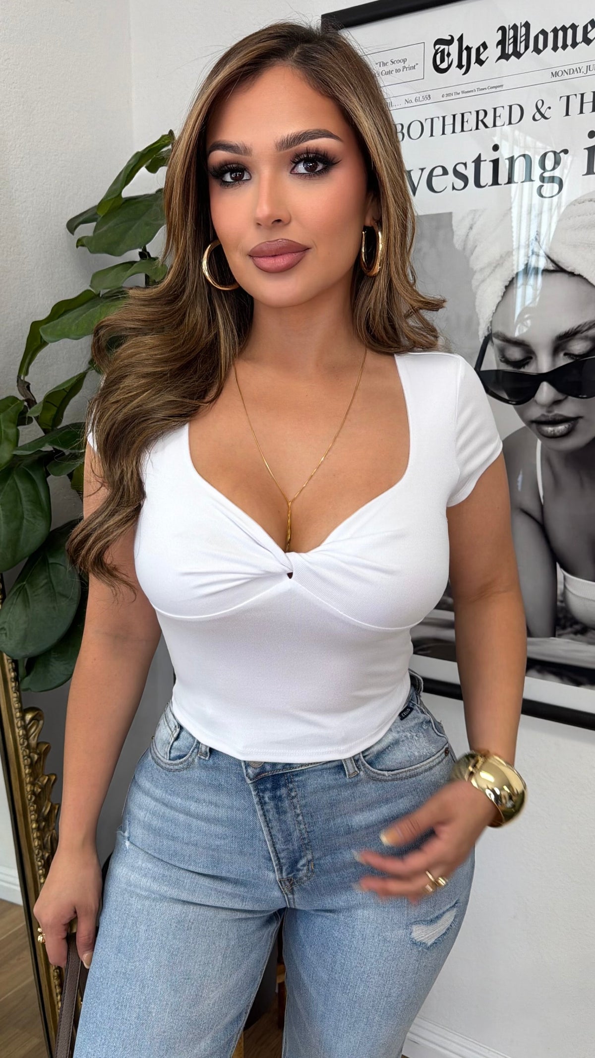 Twisted Cap Sleeve Top (White)