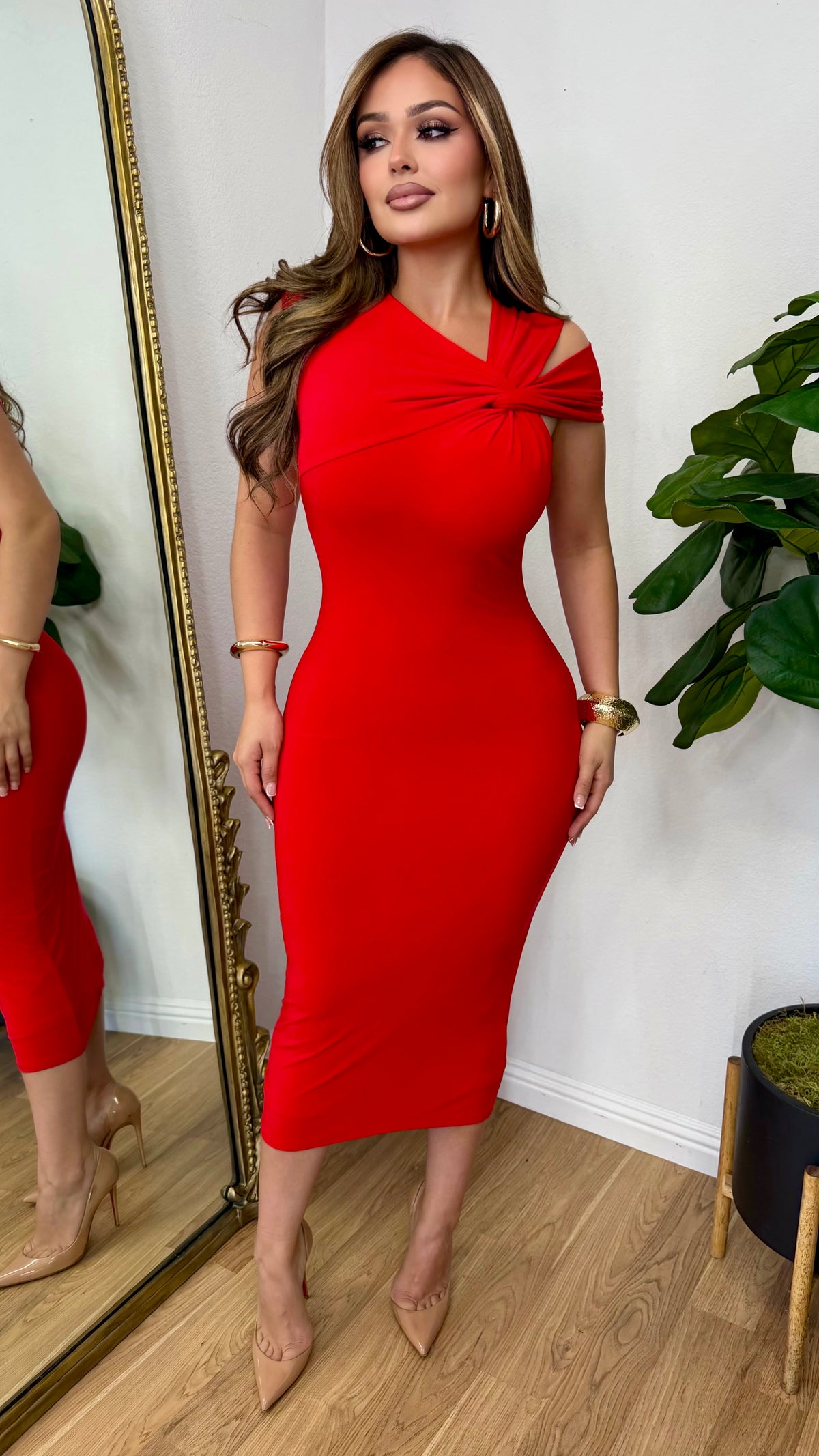 Alexa Midi Dress (Red)