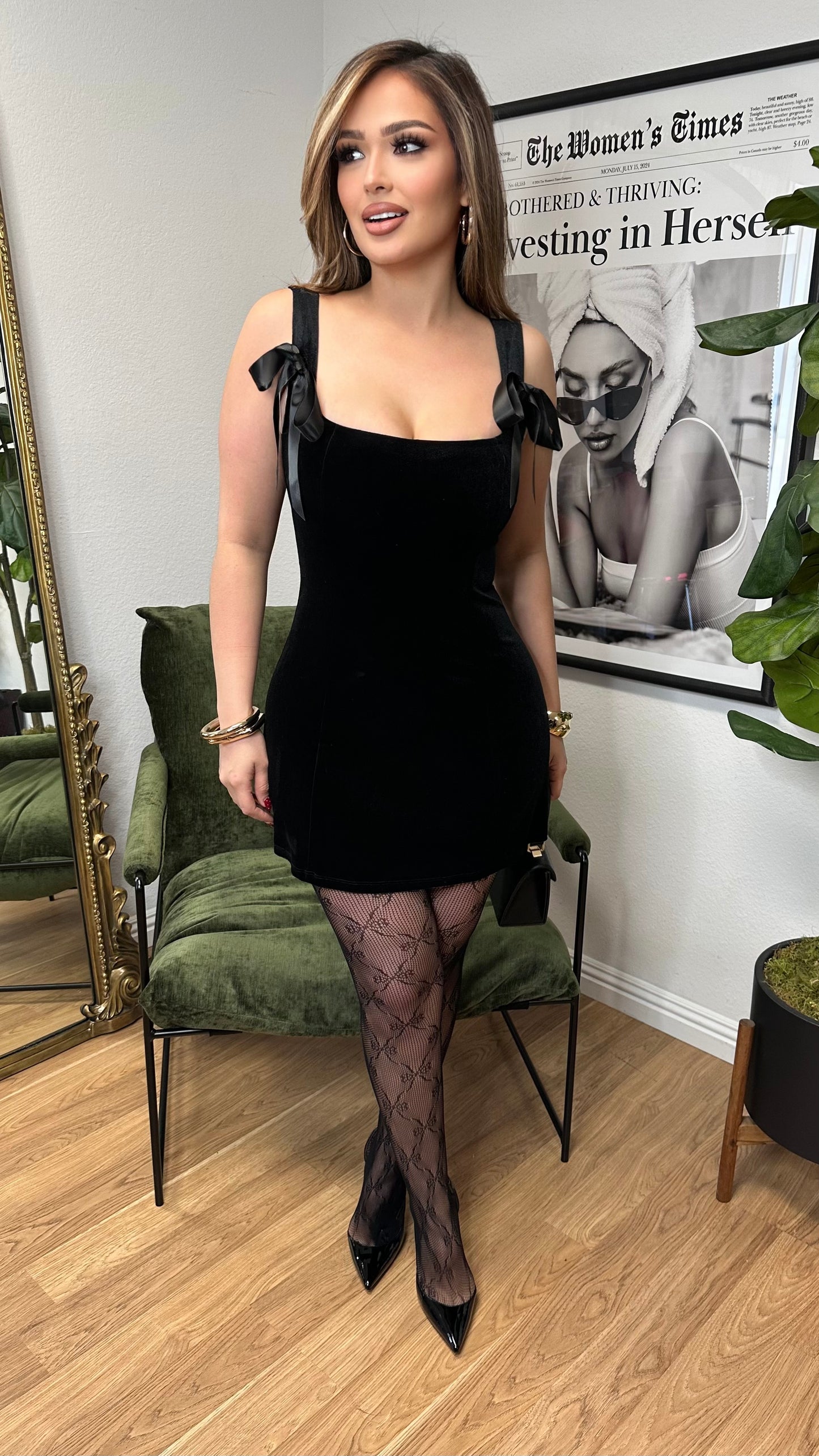 Bow Down Velvet Dress