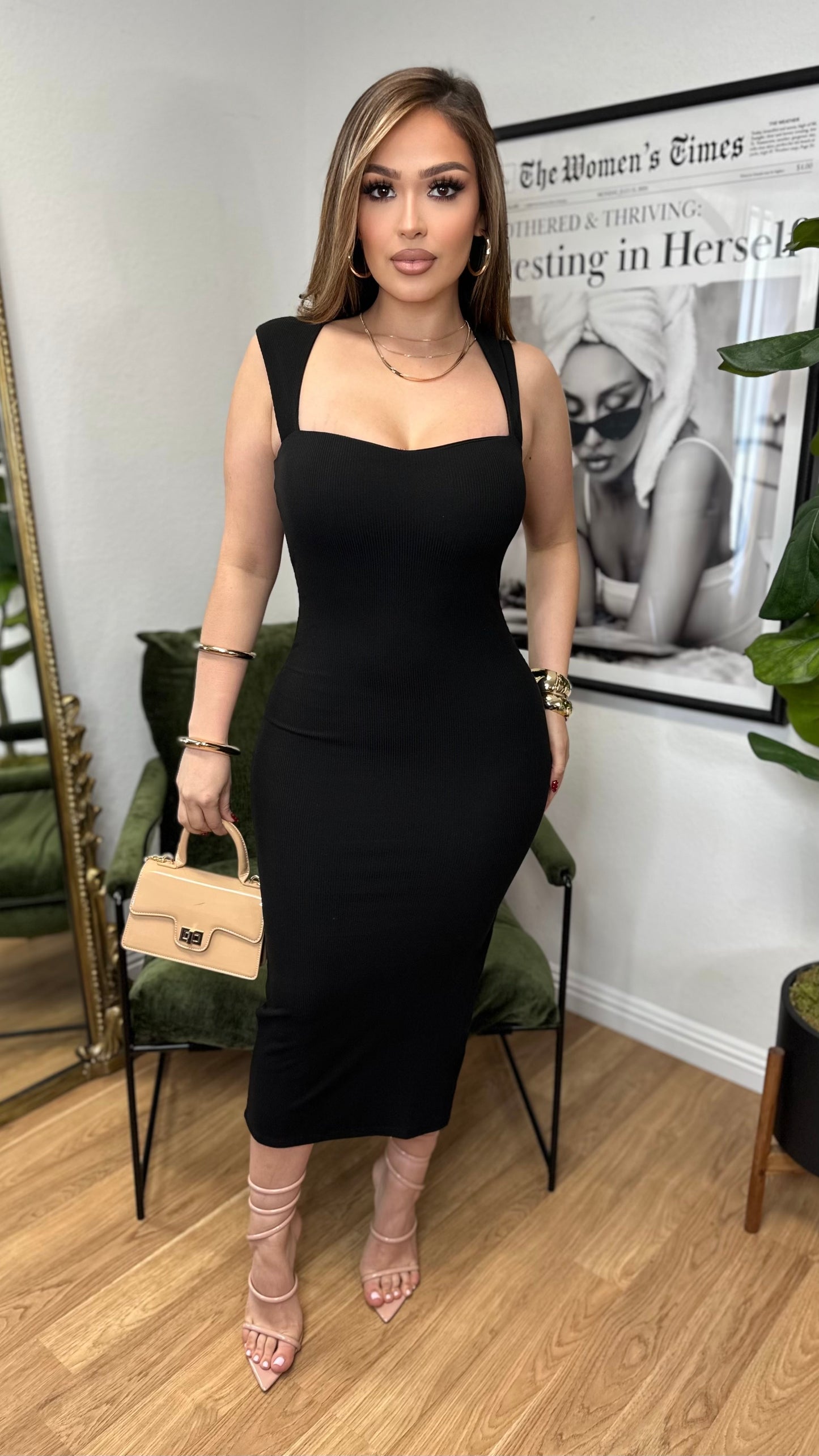 Day to Night Midi Dress (Black)