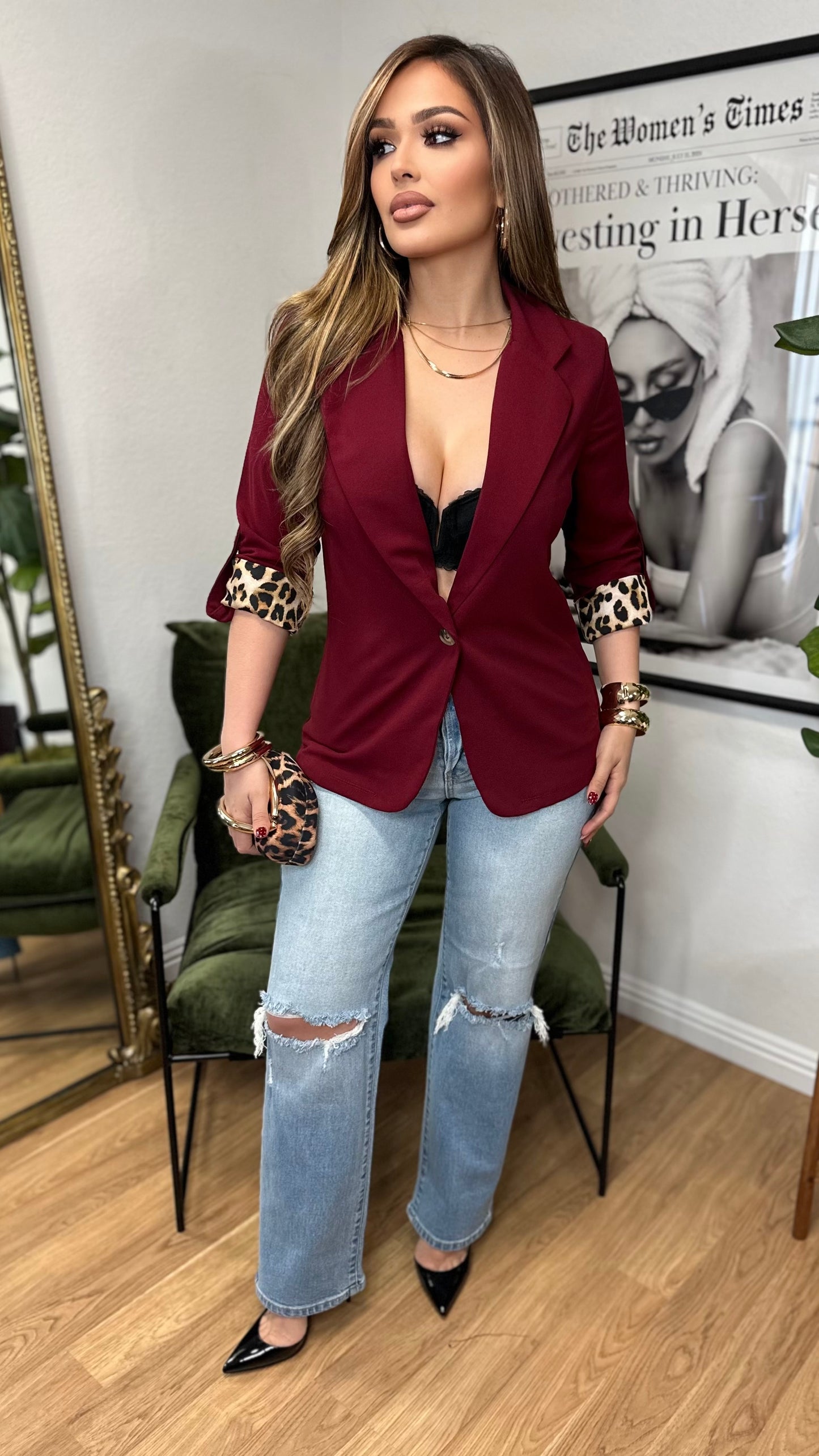 Fierce Intentions Blazer (Burgundy)