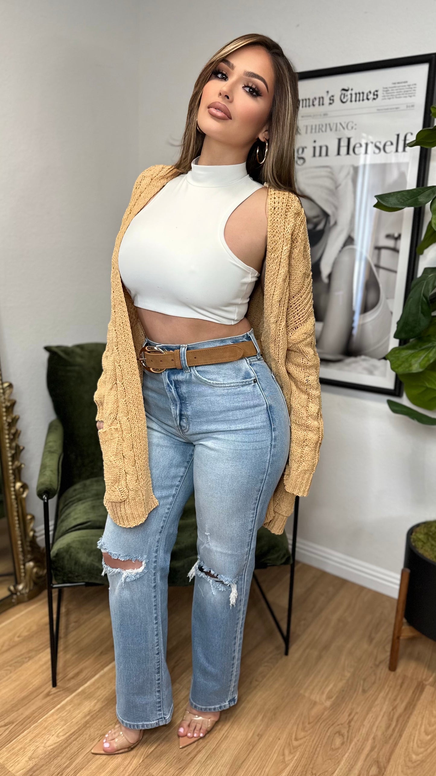 Cozy Cable Knit Cardigan (Butter)