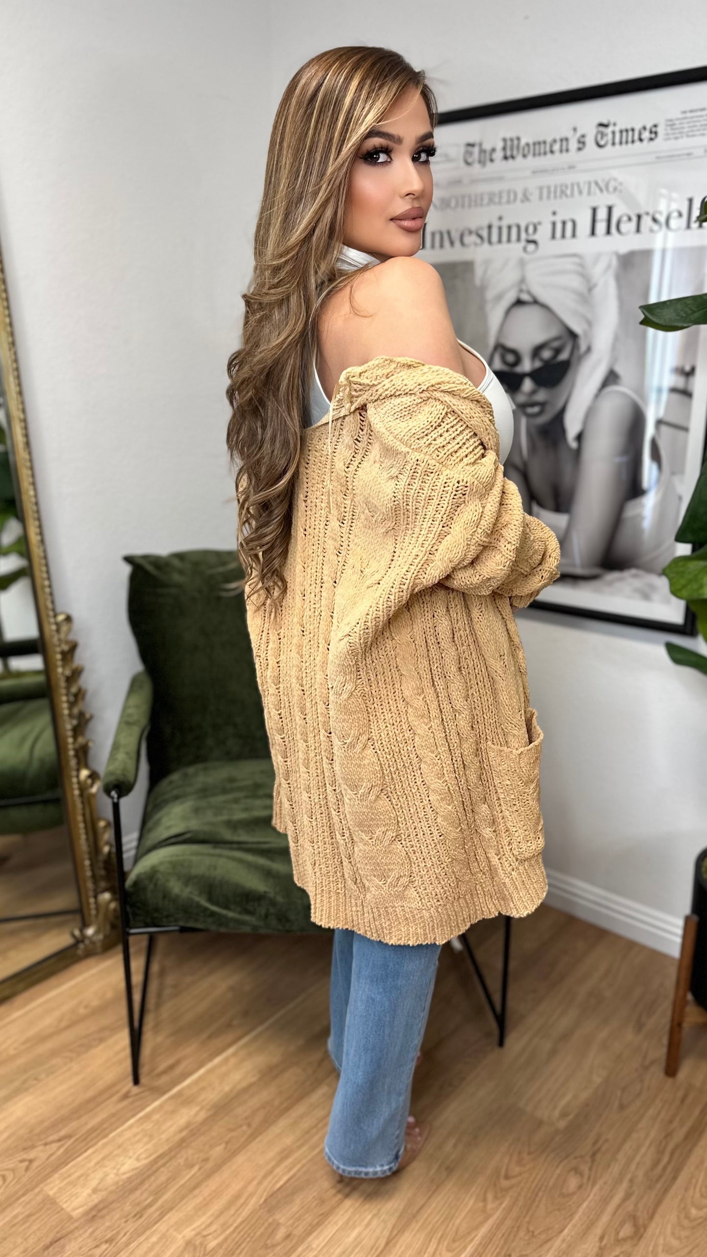 Cozy Cable Knit Cardigan (Butter)