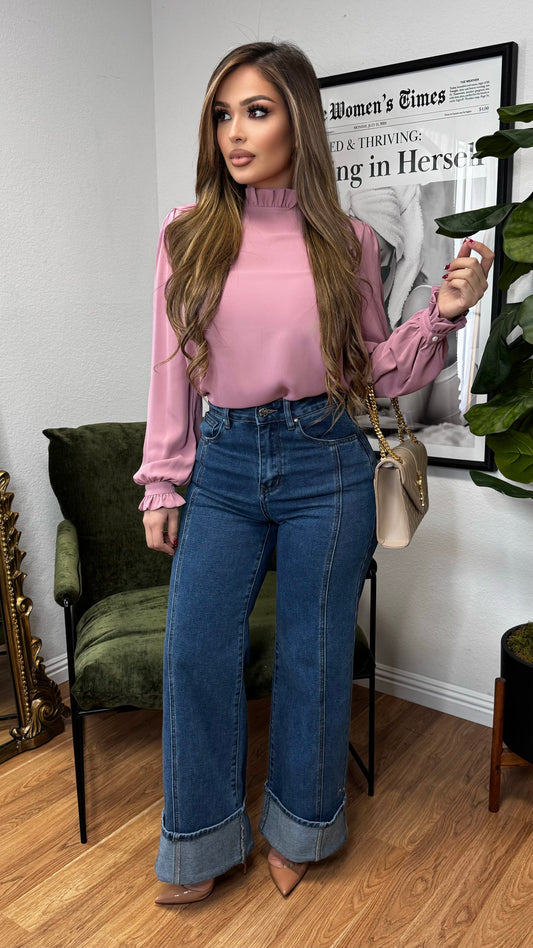Golden Hour Ruffle Blouse (Blush)