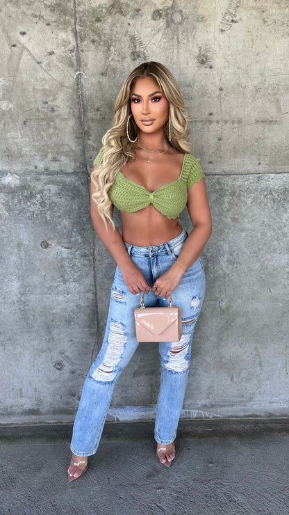 Abelyn Crop Top (Dusty Sage)