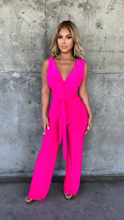 Perfectly Classy Jumpsuit (Hot Pink)