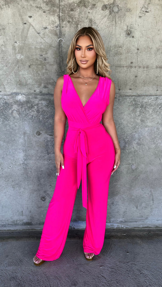 Perfectly Classy Jumpsuit (Hot Pink)