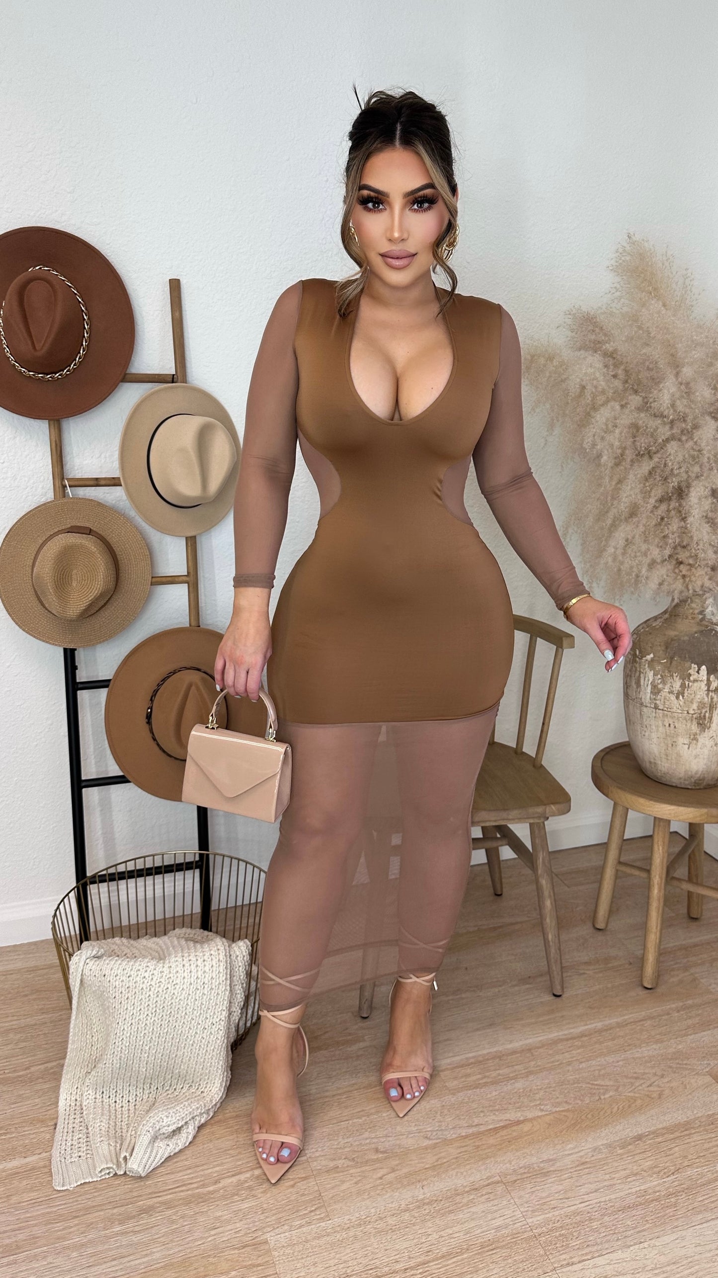 Getting Noticed Dress (Taupe)