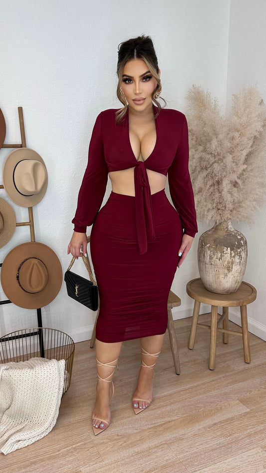Go All Out 2PC Set (Burgundy)