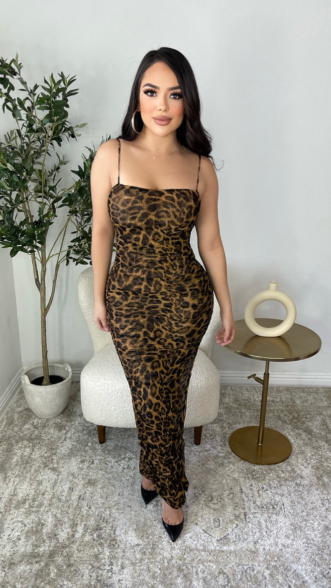 Making Appearances Midi Dress (Leopard)