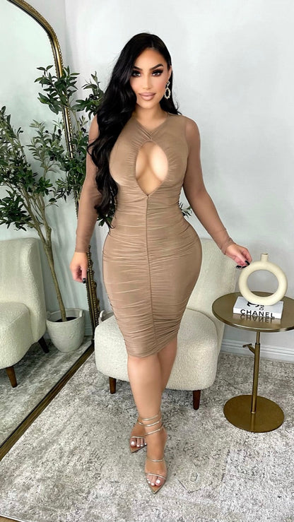 Admire Your Beauty Dress (Taupe)