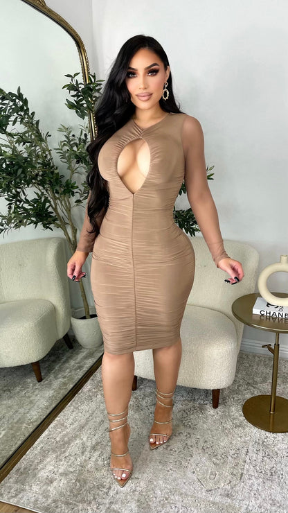 Admire Your Beauty Dress (Taupe)