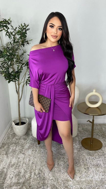 Claudette Midi Dress (Purple)