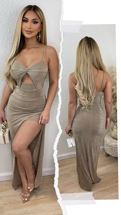 Match My Energy Maxi Dress (Taupe)