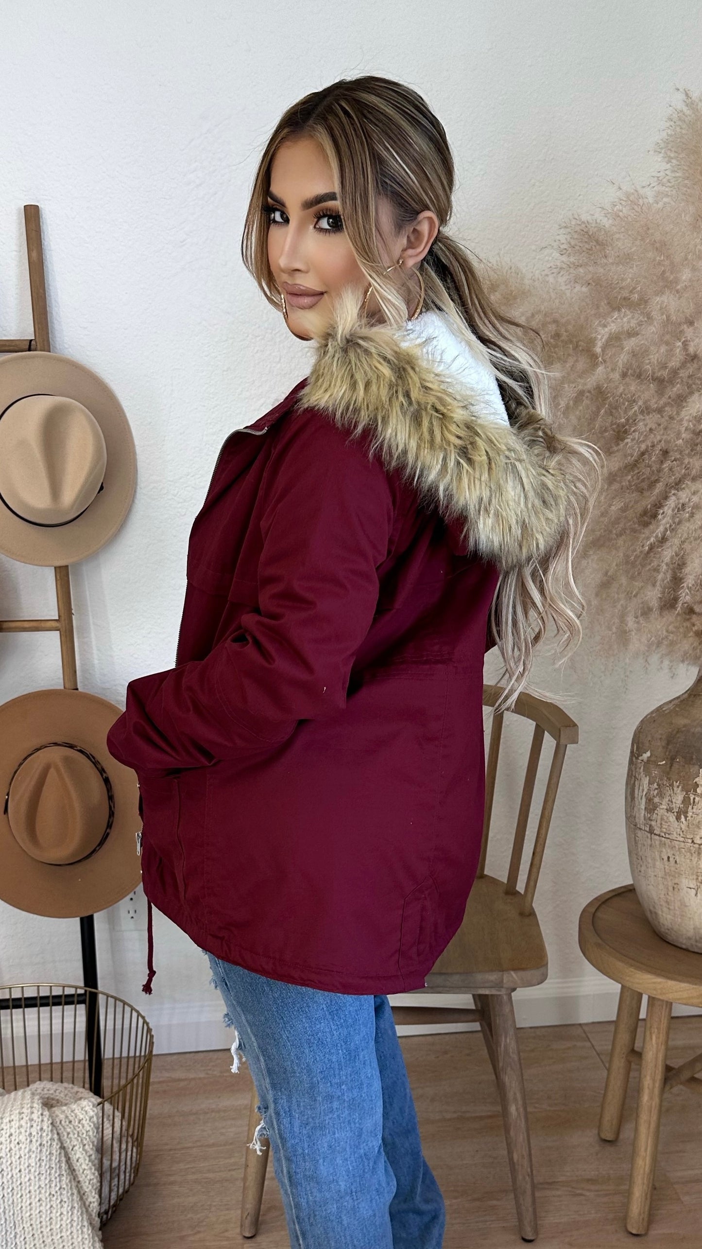 Find Your Own Path Utility Jacket (Burgundy)