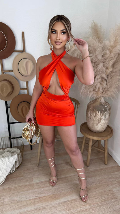 Call It A Fling Mini Dress (Orange)