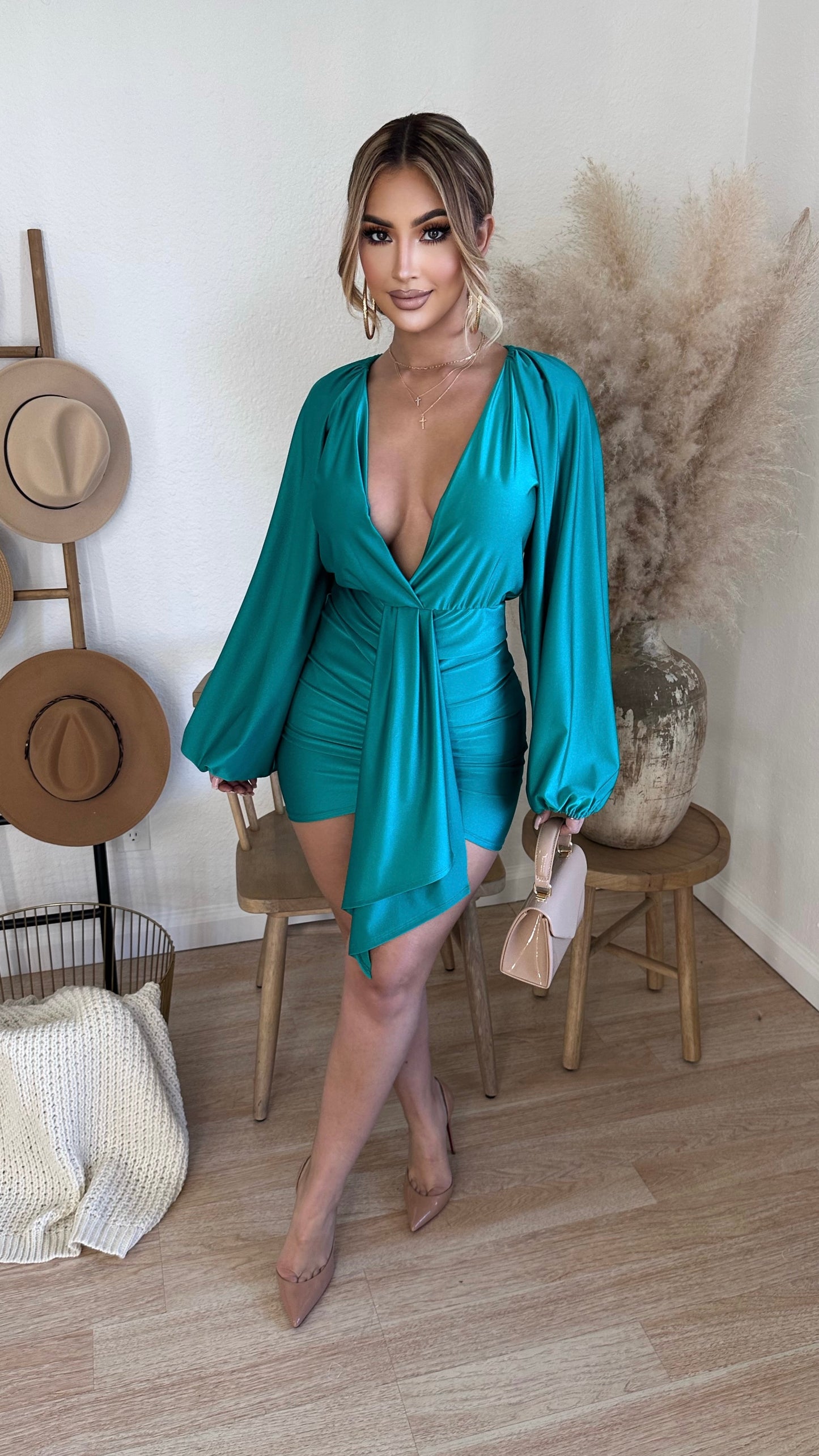 Made For The Spotlight Midi Dress (Turquoise)