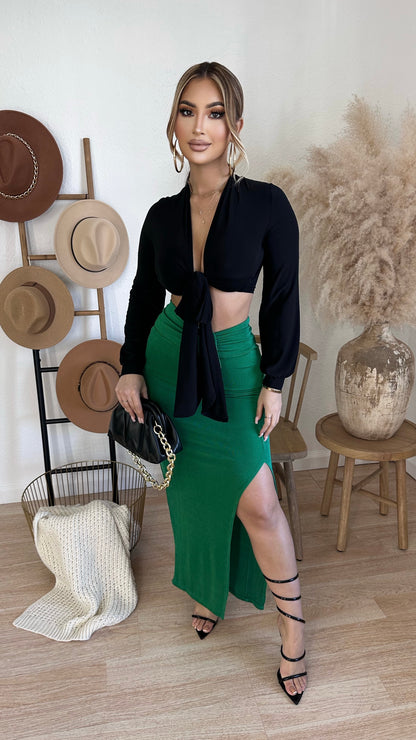 Neydine Midi Skirt (Emerald Green)